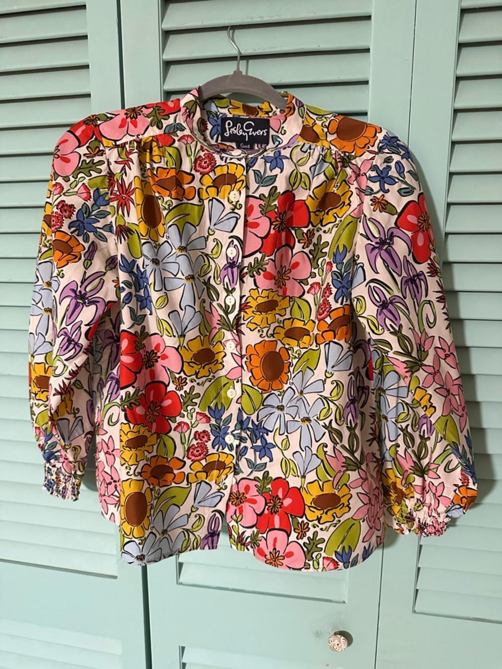 Lesley Evers Multicolor Floral Button-Front Blouse
